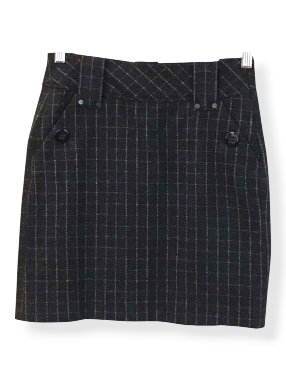 ESPRIT mini skirt 75% wool plaid size 0 black grey